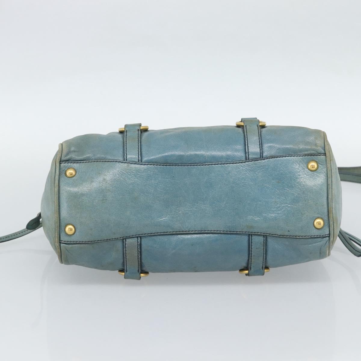 Miu Miu Hand Bag Leather 2way Light Blue Gold Auth 187433