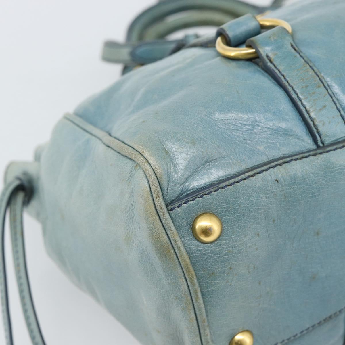 Miu Miu Hand Bag Leather 2way Light Blue Gold Auth 187433