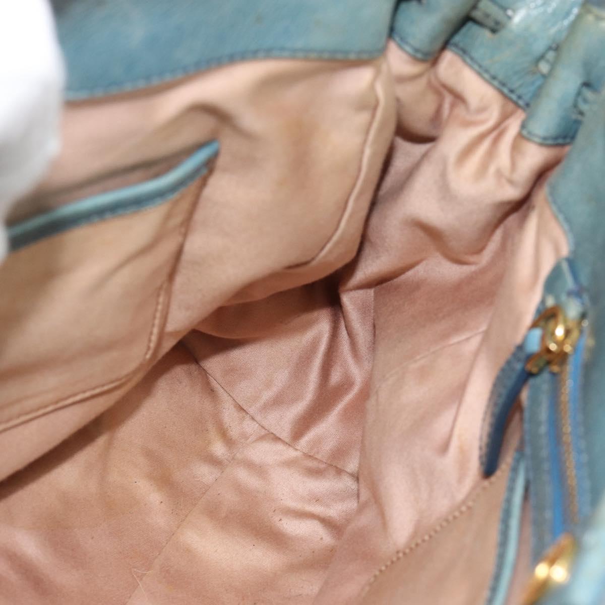 Miu Miu Hand Bag Leather 2way Light Blue Gold Auth 187433