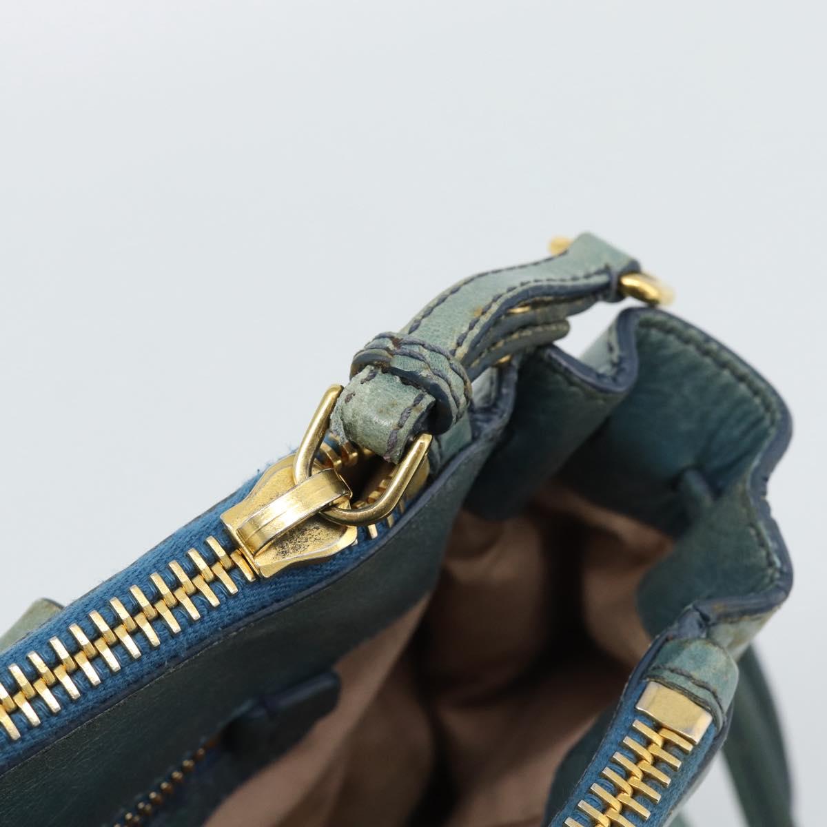 Miu Miu Hand Bag Leather 2way Light Blue Gold Auth 187433
