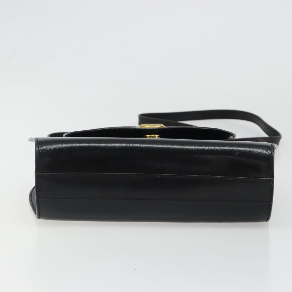 BALLY Hand Bag Leather 2way Black Gold Auth 187434A