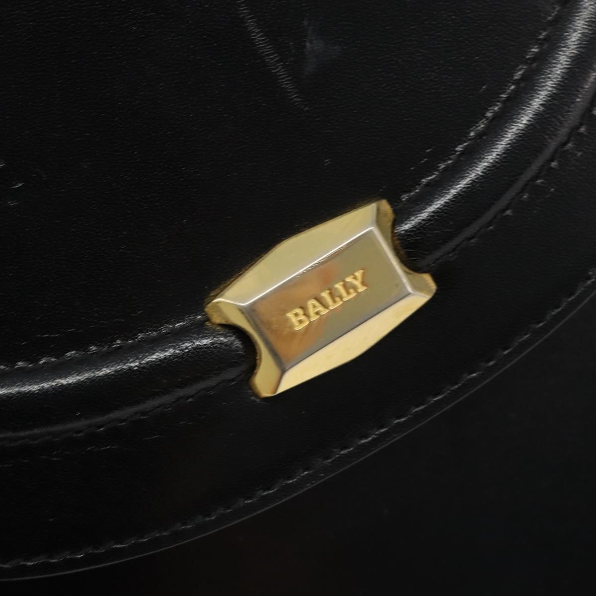 BALLY Hand Bag Leather 2way Black Gold Auth 187434A