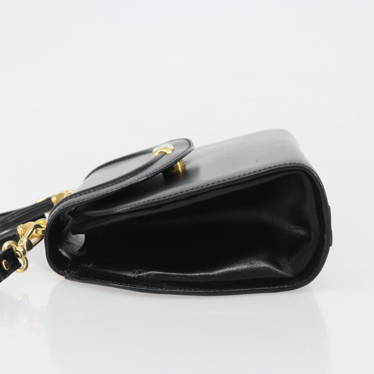 BALLY Hand Bag Leather 2way Black Gold Auth 187434A
