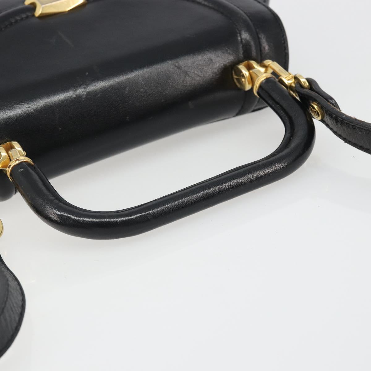 BALLY Hand Bag Leather 2way Black Gold Auth 187434A