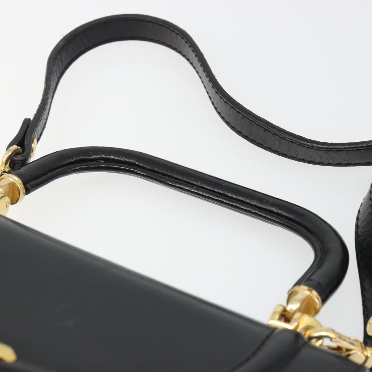 BALLY Hand Bag Leather 2way Black Gold Auth 187434A