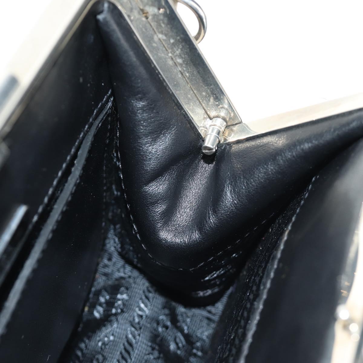 PRADA Chain Shoulder Bag Fur Black Silver Auth 187435SAM