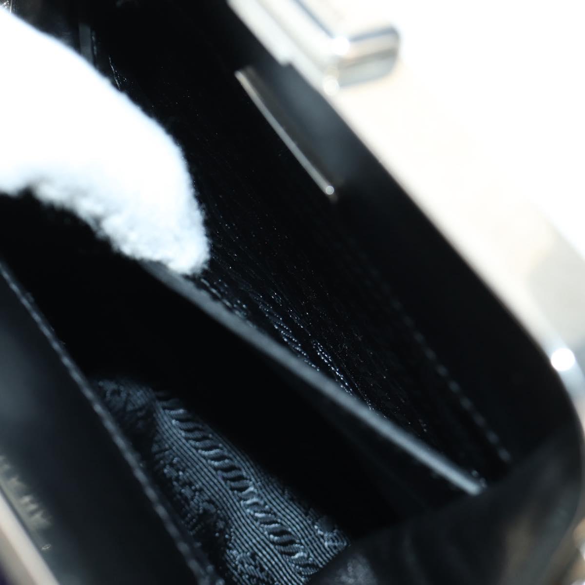 PRADA Chain Shoulder Bag Fur Black Silver Auth 187435SAM