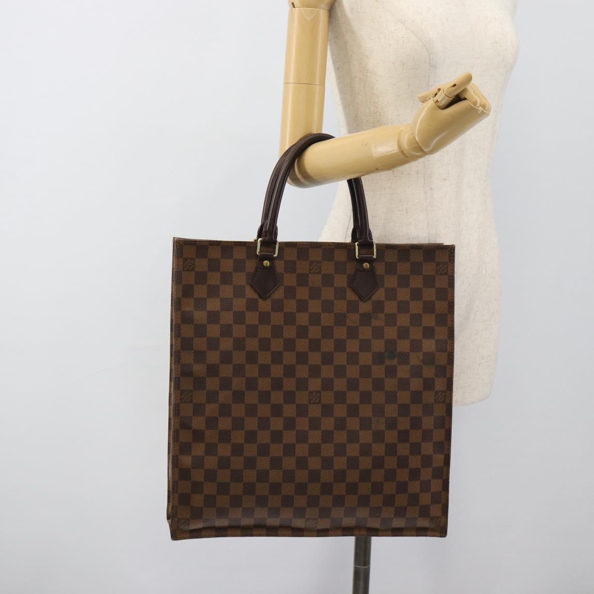 LOUIS VUITTON Damier Ebene Sac Plat Hand Bag N51140 LV Auth 187439