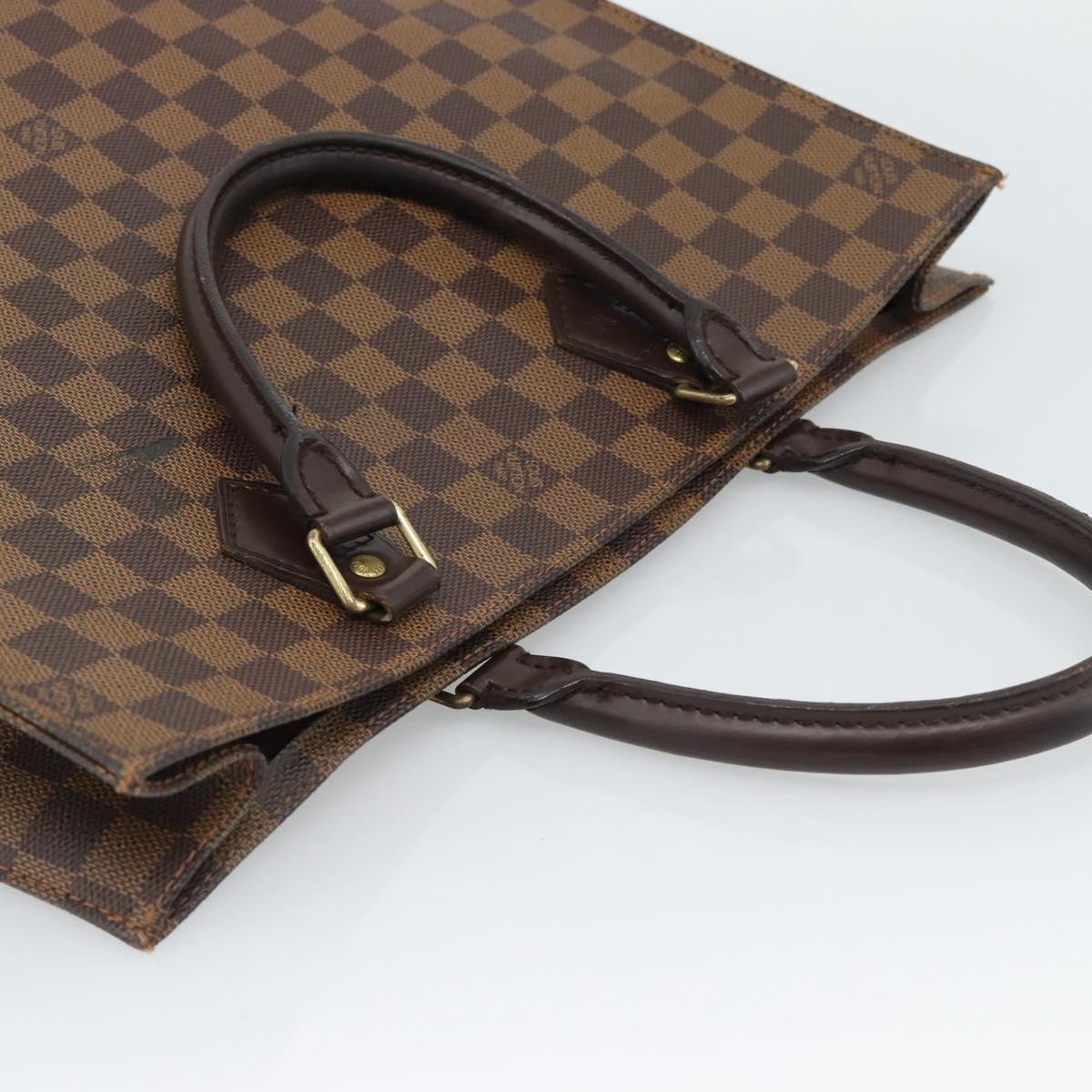LOUIS VUITTON Damier Ebene Sac Plat Hand Bag N51140 LV Auth 187439