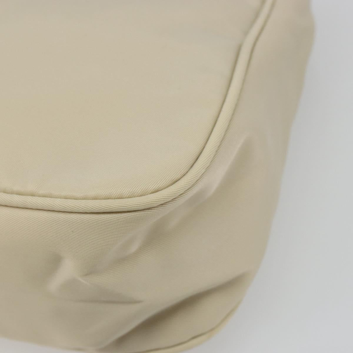 PRADA Hand Pouch Hand Bag Nylon Ivory Silver Auth 187440A