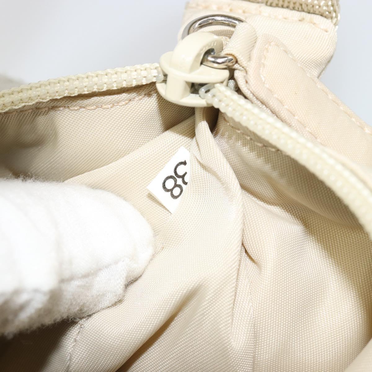PRADA Hand Pouch Hand Bag Nylon Ivory Silver Auth 187440A