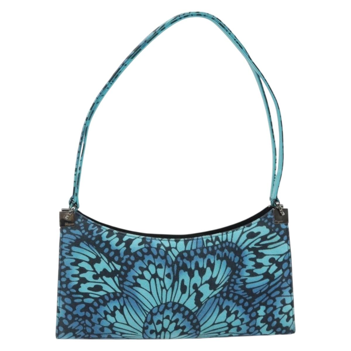 Salvatore Ferragamo Shoulder Bag Suede Blue Silver Auth 187443V