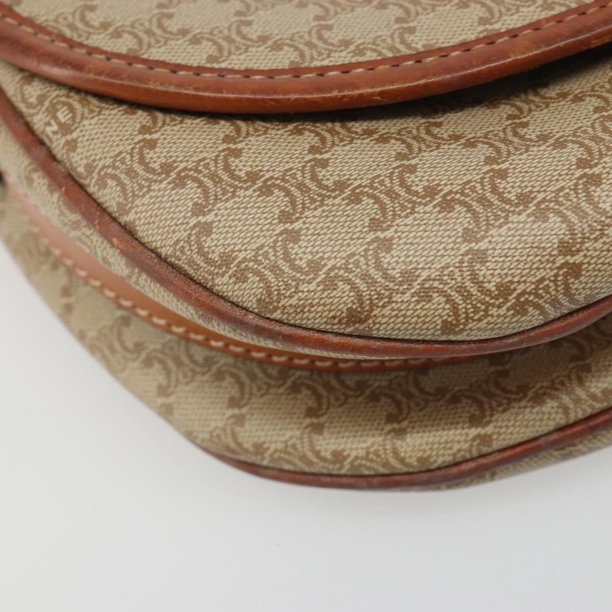 CELINE Macadam Canvas Shoulder Bag PVC Beige Gold Auth 187444A
