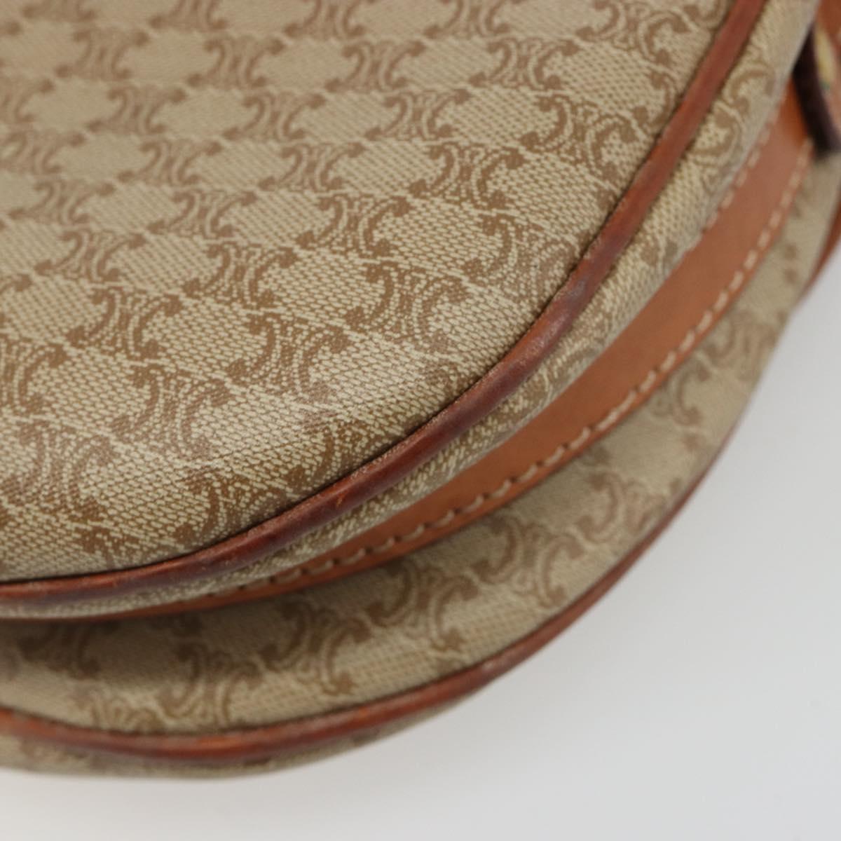 CELINE Macadam Canvas Shoulder Bag PVC Beige Gold Auth 187444A