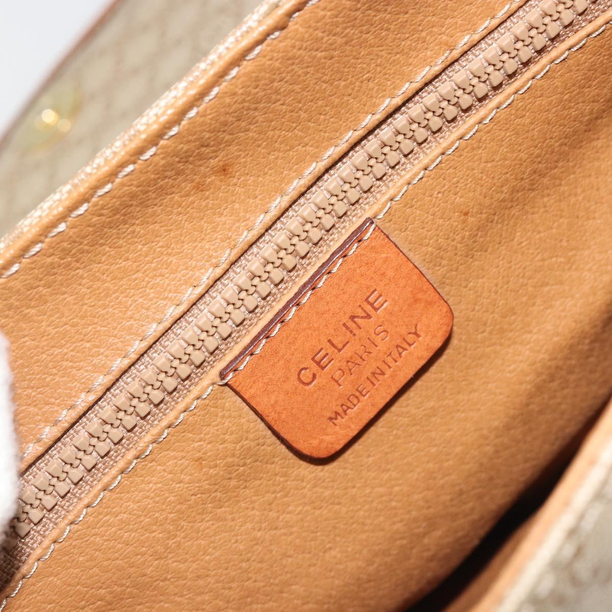 CELINE Macadam Canvas Shoulder Bag PVC Beige Gold Auth 187444A