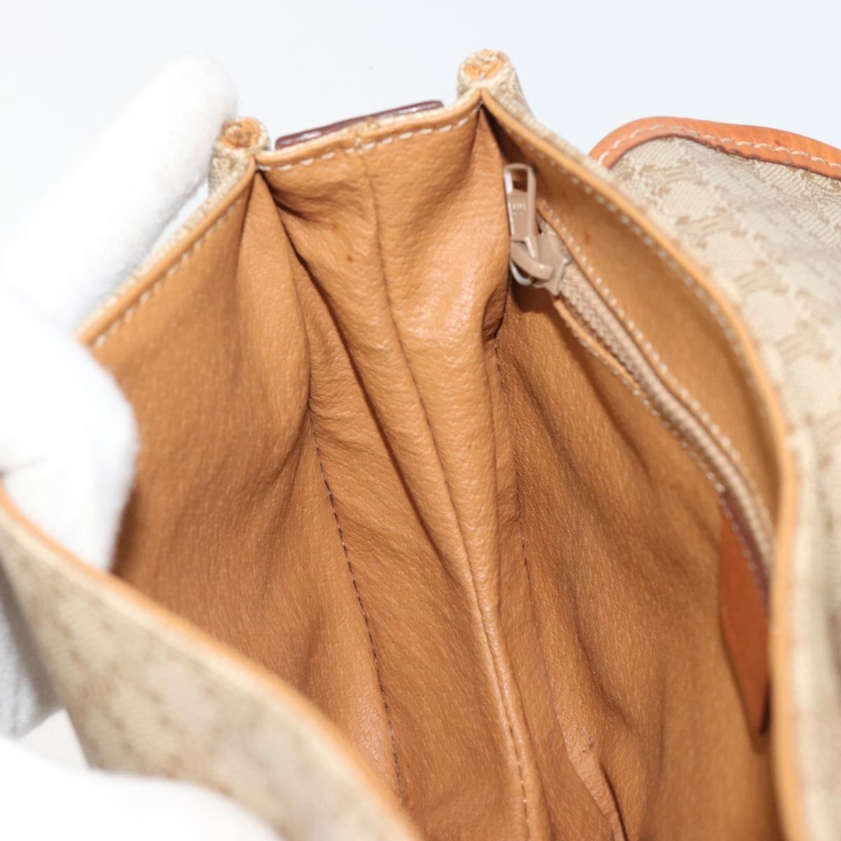 CELINE Macadam Canvas Shoulder Bag PVC Beige Gold Auth 187444A