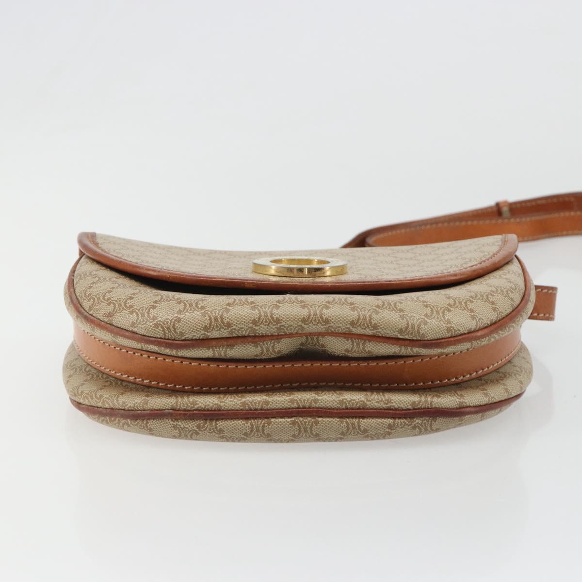 CELINE Macadam Canvas Shoulder Bag PVC Beige Gold Auth 187444A