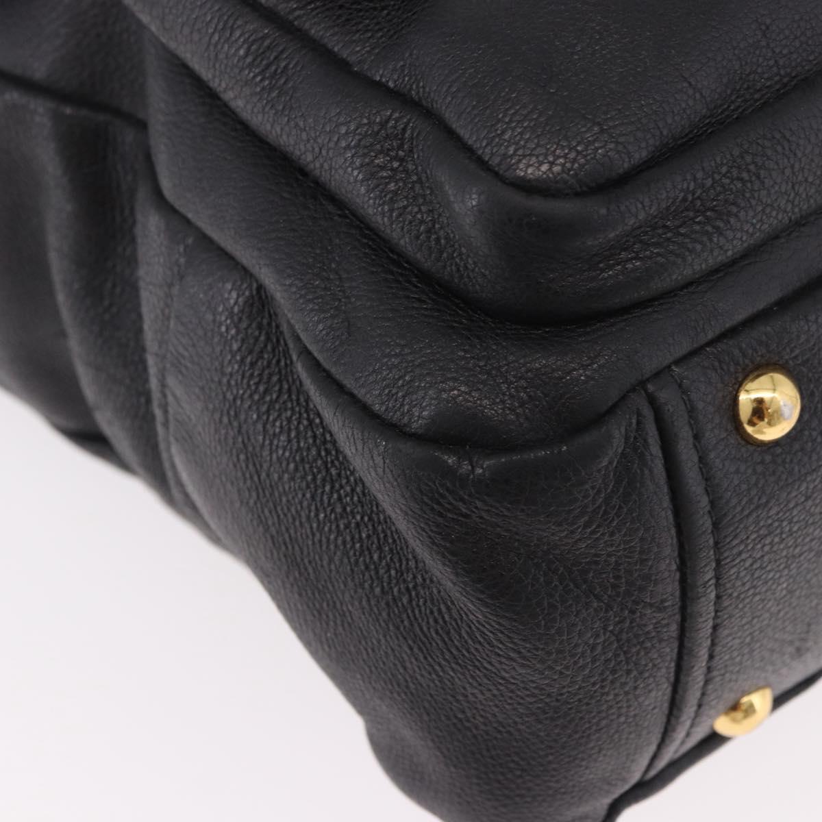 Miu Miu Shoulder Bag Leather 2way Black Gold Auth 187448V