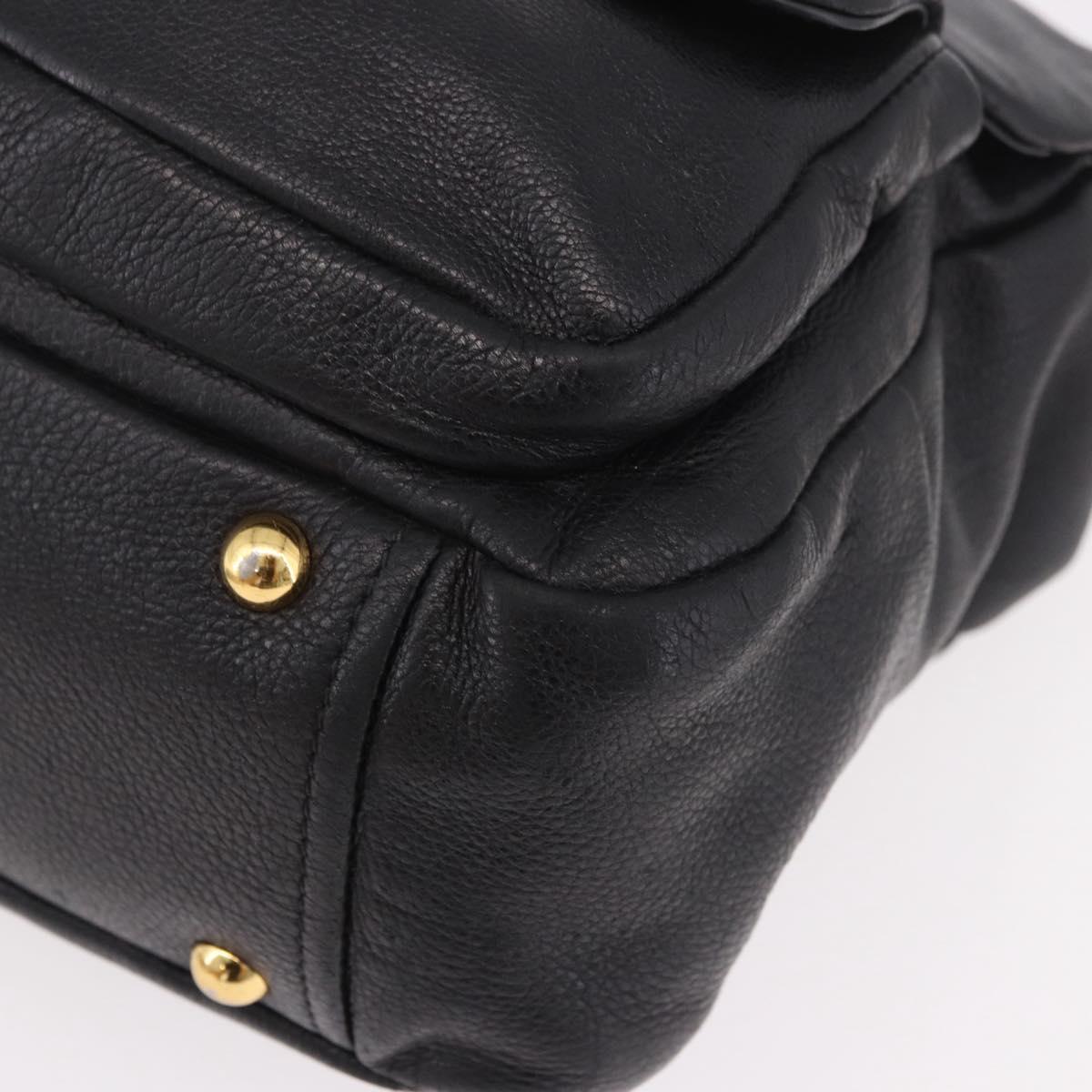 Miu Miu Shoulder Bag Leather 2way Black Gold Auth 187448V