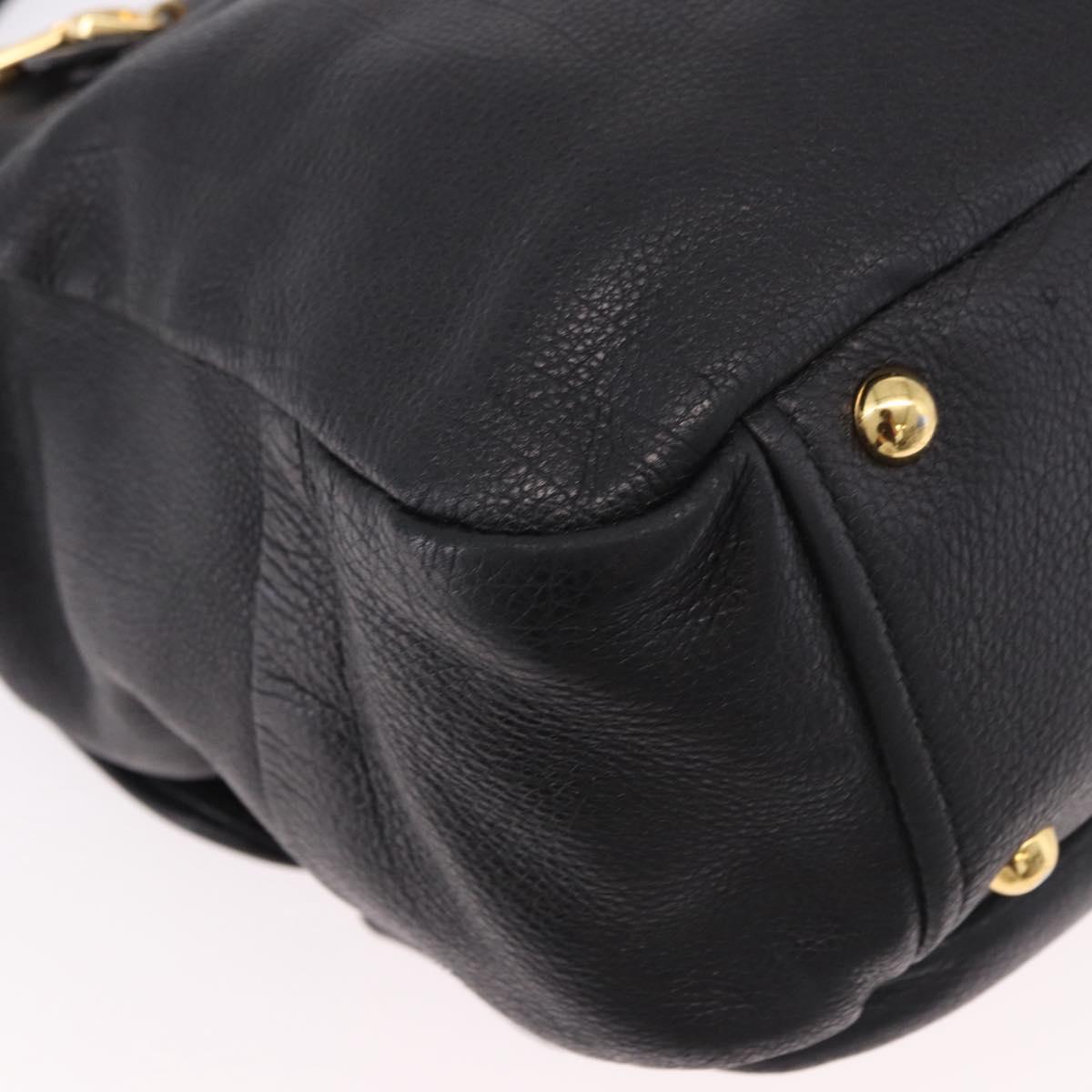 Miu Miu Shoulder Bag Leather 2way Black Gold Auth 187448V