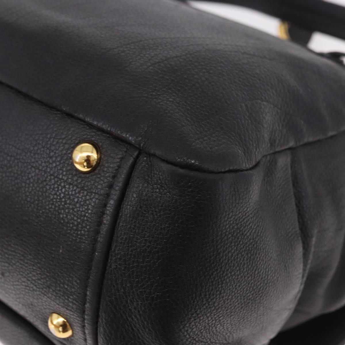 Miu Miu Shoulder Bag Leather 2way Black Gold Auth 187448V