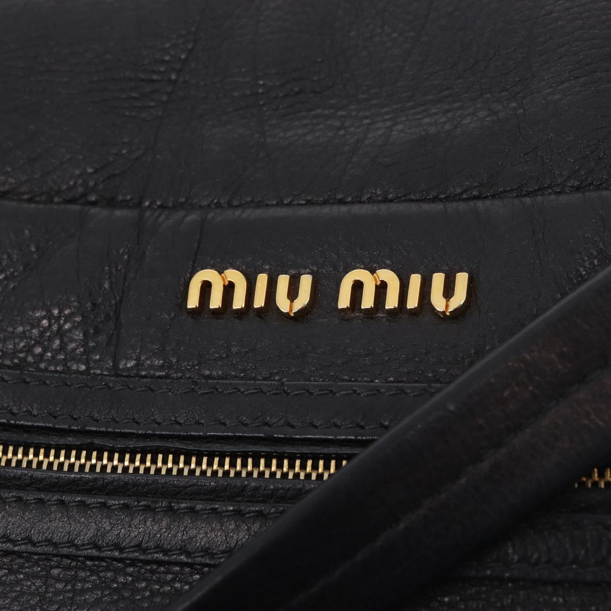 Miu Miu Shoulder Bag Leather 2way Black Gold Auth 187448V