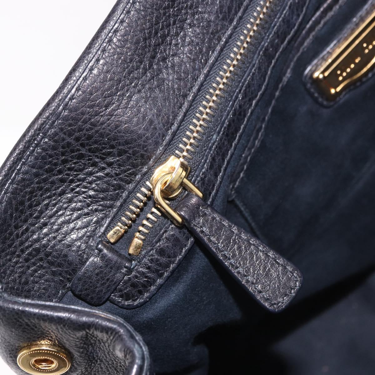Miu Miu Shoulder Bag Leather 2way Black Gold Auth 187448V