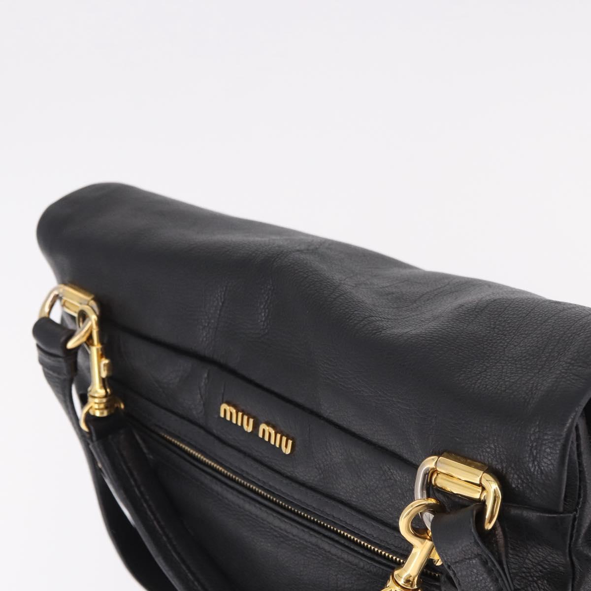 Miu Miu Shoulder Bag Leather 2way Black Gold Auth 187448V