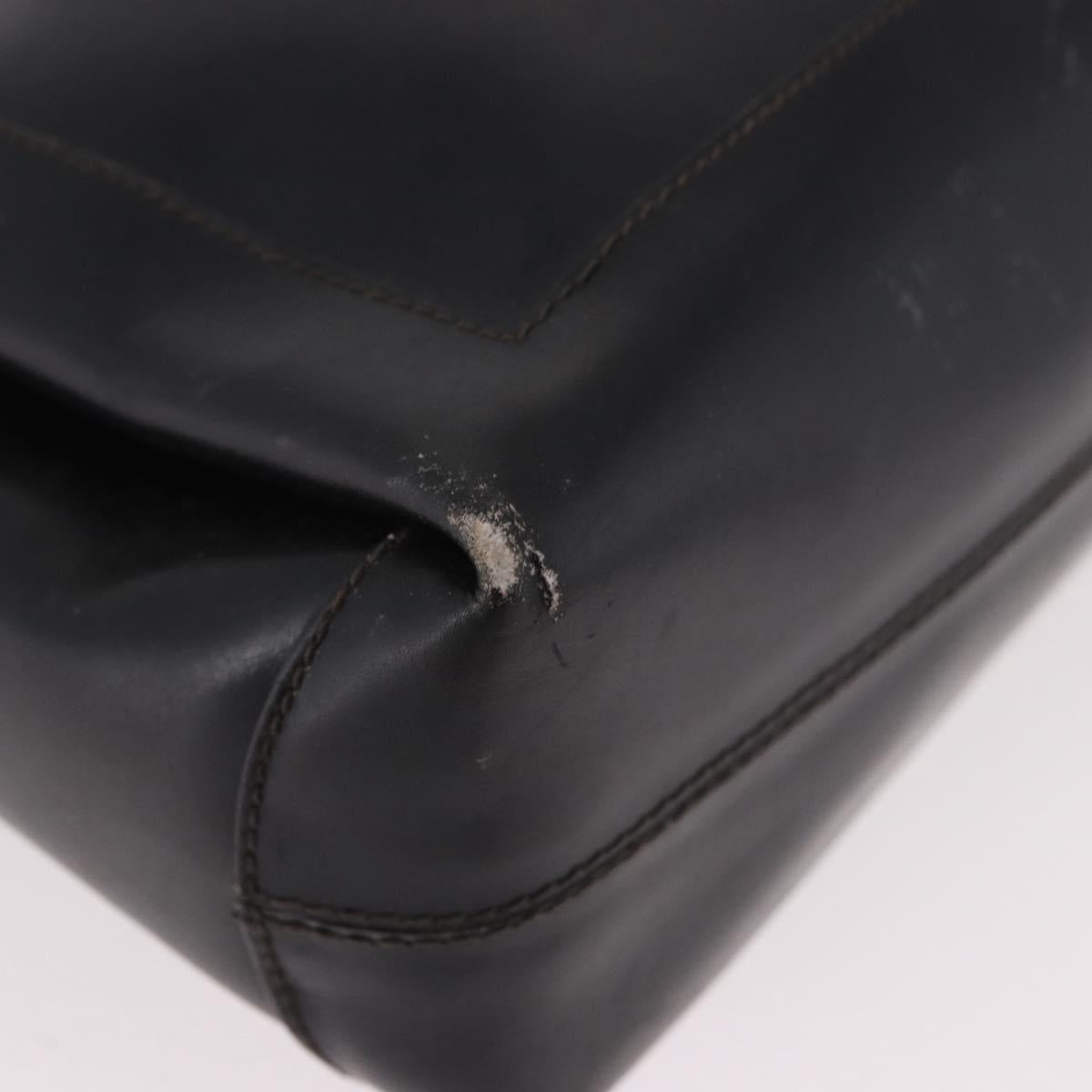 CELINE Shoulder Bag Leather Black Gold Auth 187456