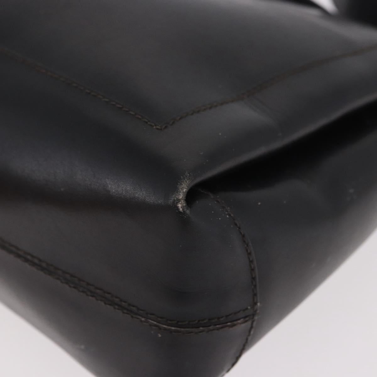 CELINE Shoulder Bag Leather Black Gold Auth 187456