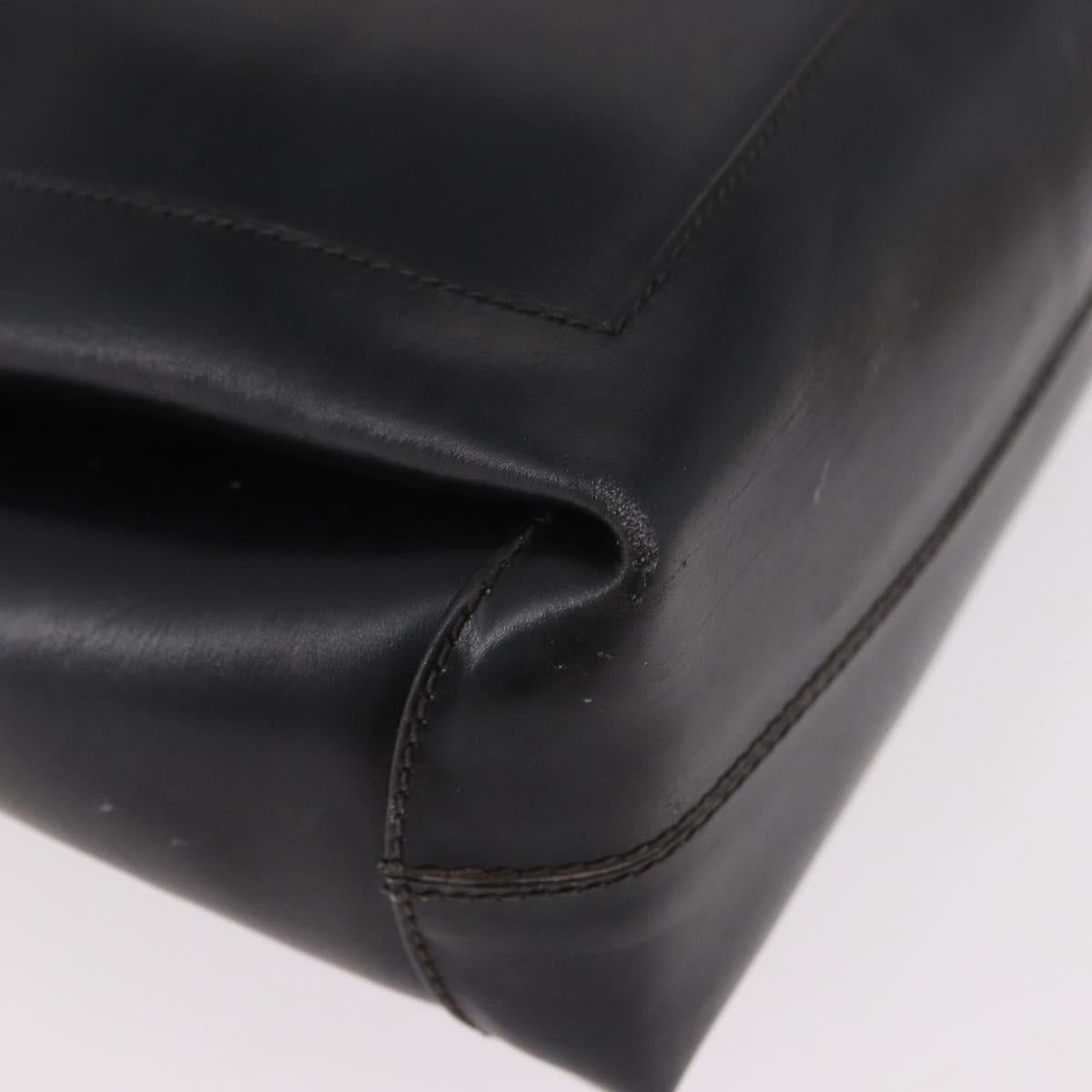 CELINE Shoulder Bag Leather Black Gold Auth 187456