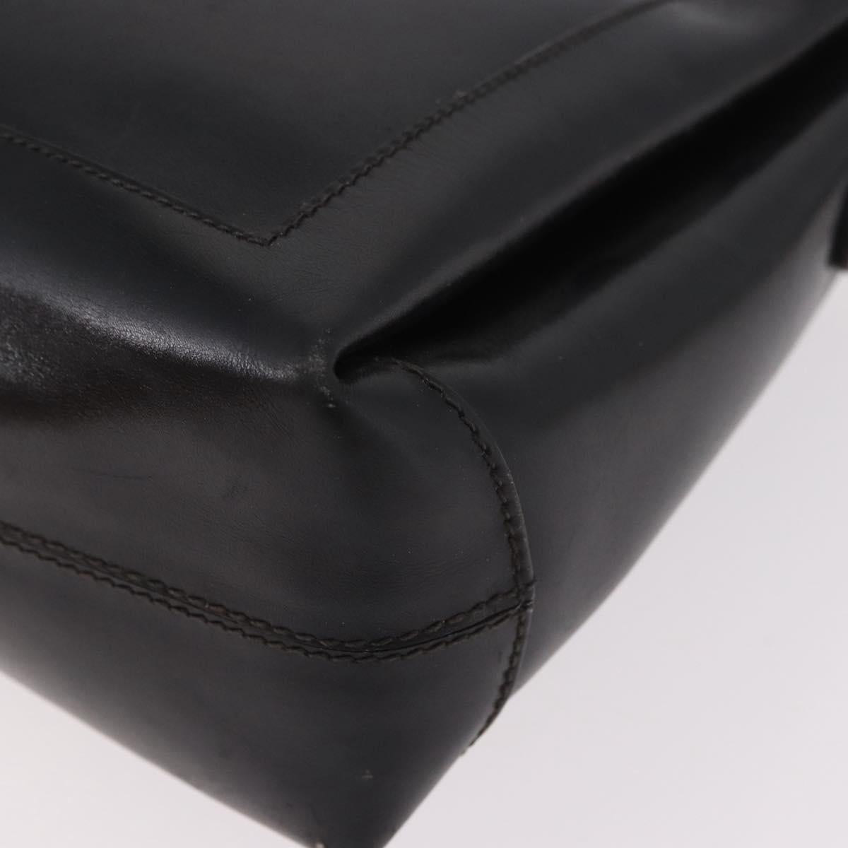 CELINE Shoulder Bag Leather Black Gold Auth 187456