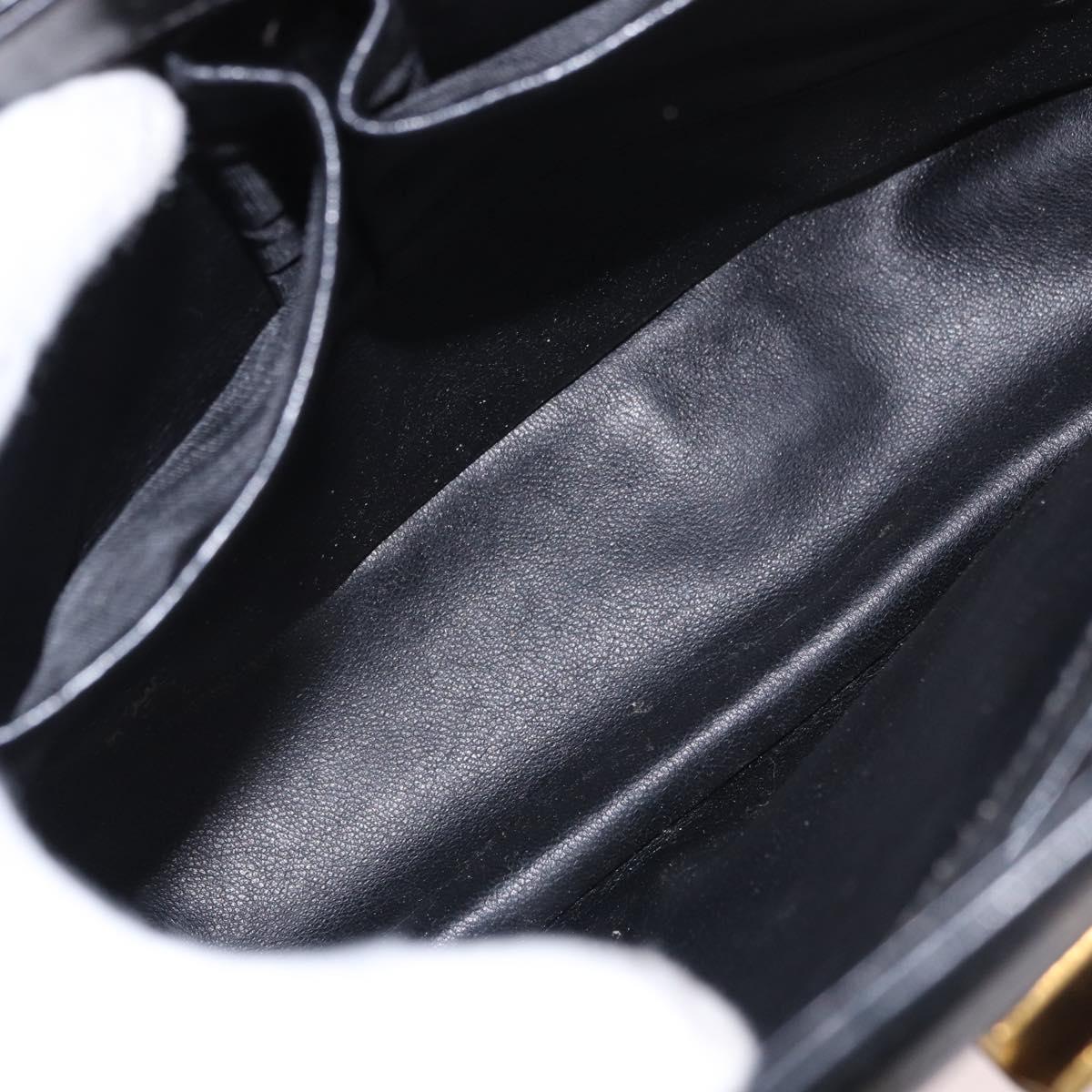 CELINE Shoulder Bag Leather Black Gold Auth 187456
