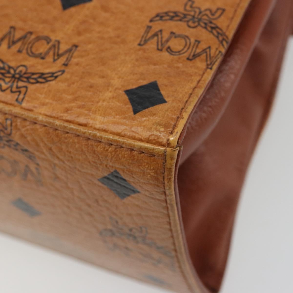 MCM Vicetos Logogram Hand Bag PVC Leather 2way Brown Gold Auth 187458A
