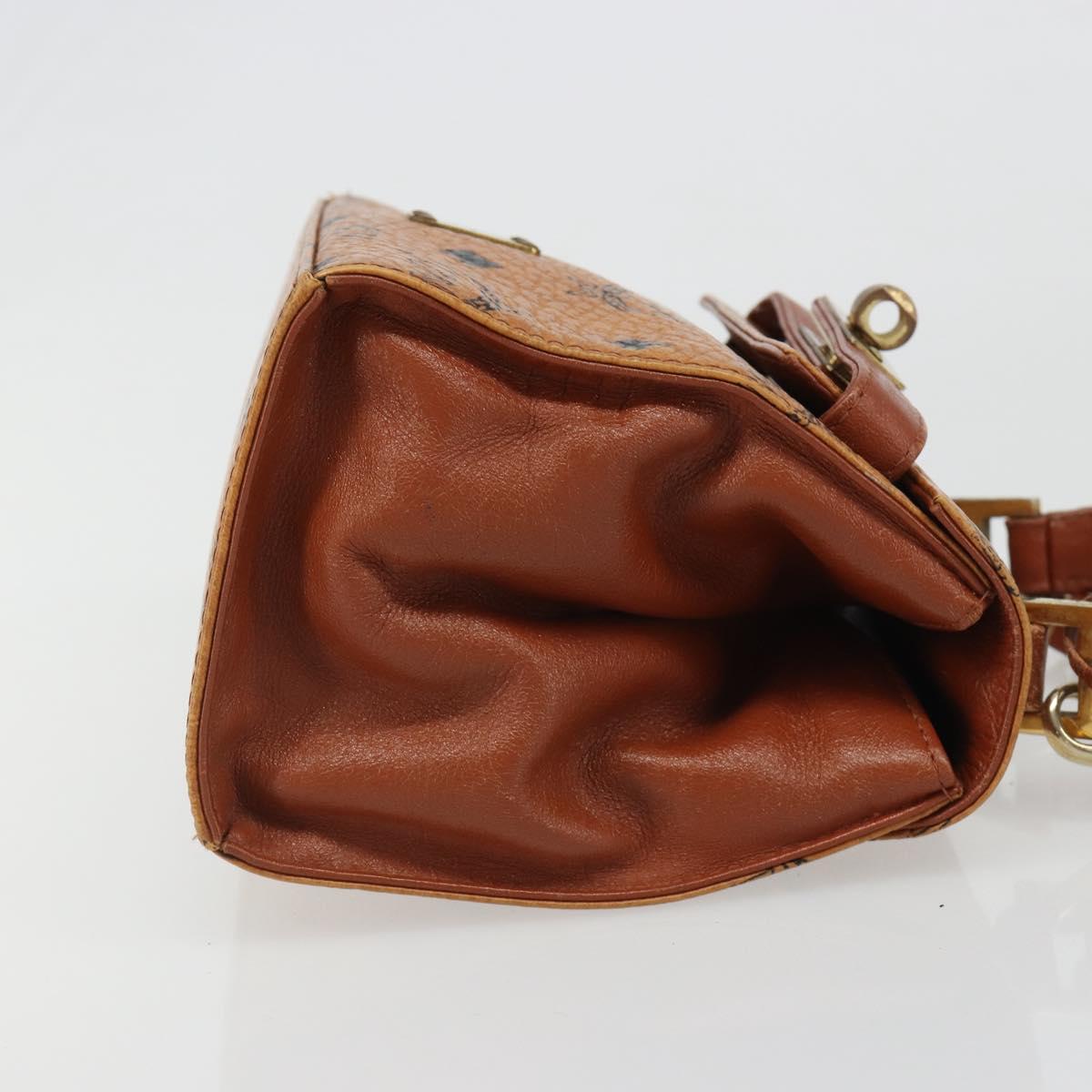 MCM Vicetos Logogram Hand Bag PVC Leather 2way Brown Gold Auth 187458A
