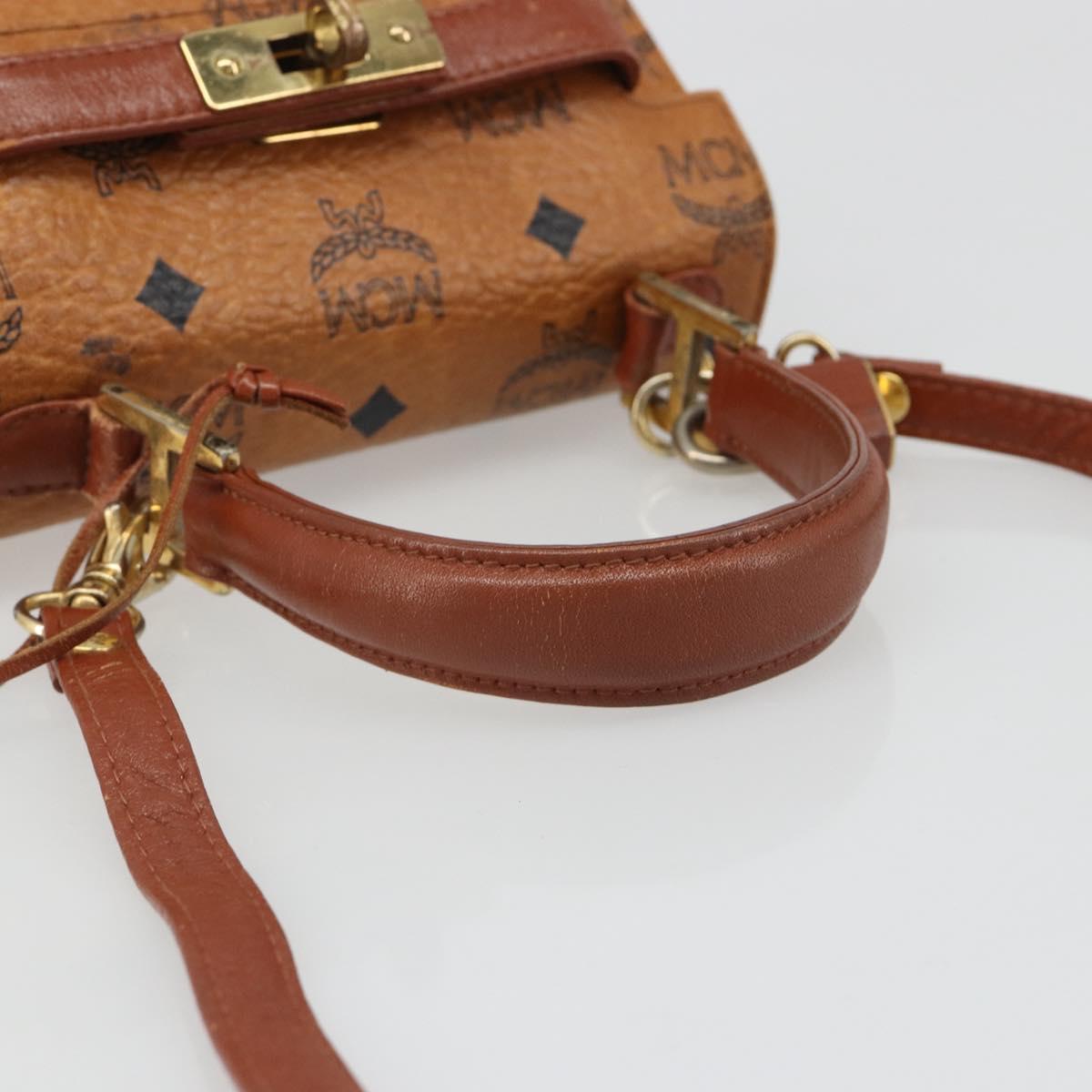MCM Vicetos Logogram Hand Bag PVC Leather 2way Brown Gold Auth 187458A