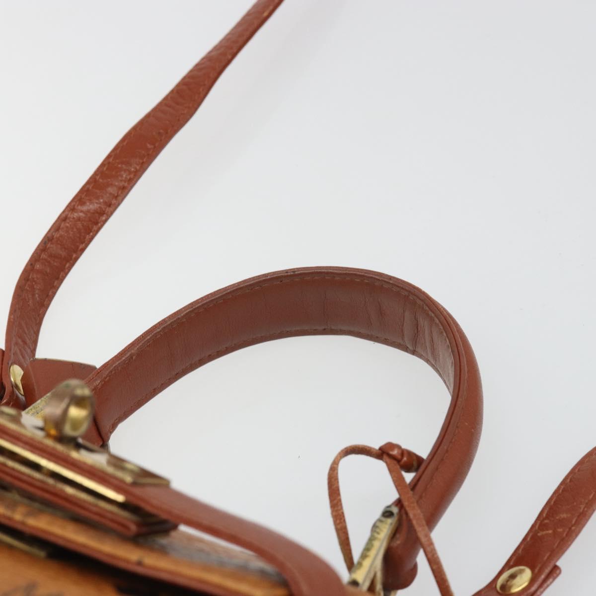 MCM Vicetos Logogram Hand Bag PVC Leather 2way Brown Gold Auth 187458A