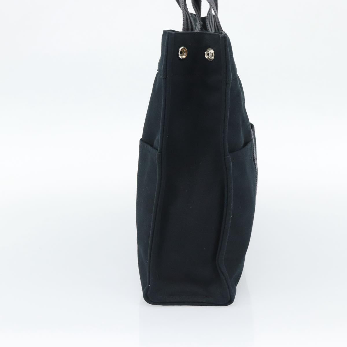 HERMES Fourre Tout GM Hand Bag Canvas Black Silver Auth 187459V