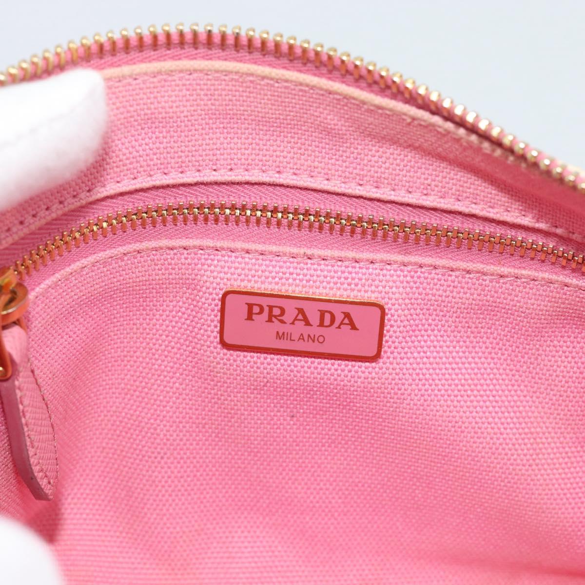 PRADA Pouch Canvas Pink Gold Auth 187465A
