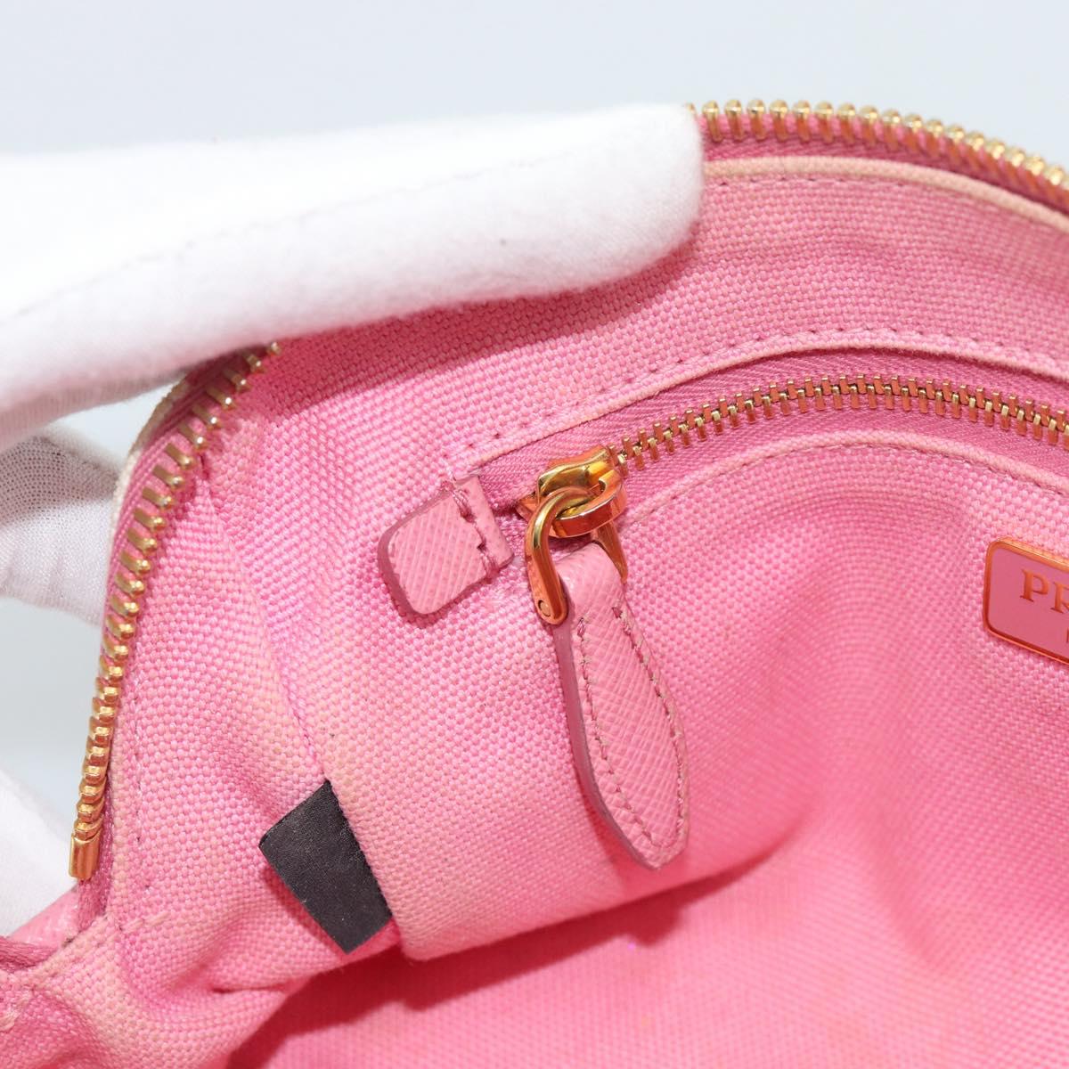 PRADA Pouch Canvas Pink Gold Auth 187465A