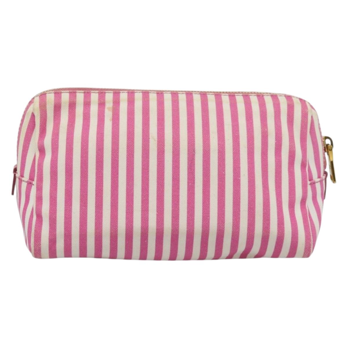 PRADA Pouch Canvas Pink Gold Auth 187465A