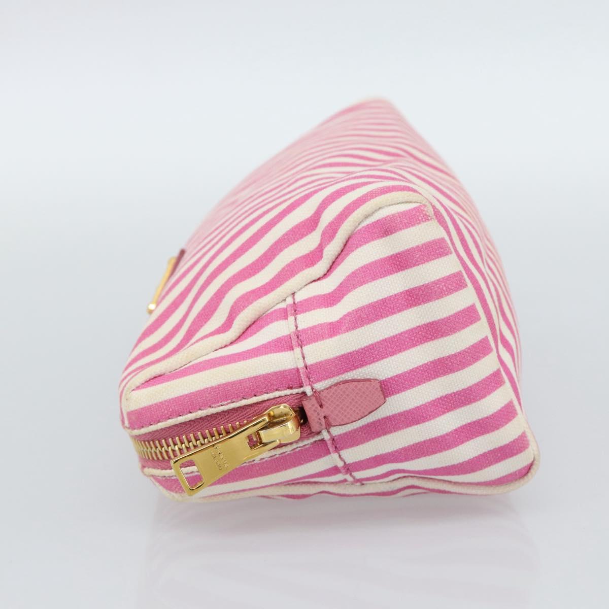 PRADA Pouch Canvas Pink Gold Auth 187465A