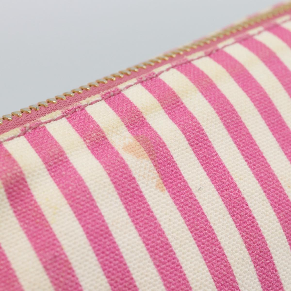 PRADA Pouch Canvas Pink Gold Auth 187465A