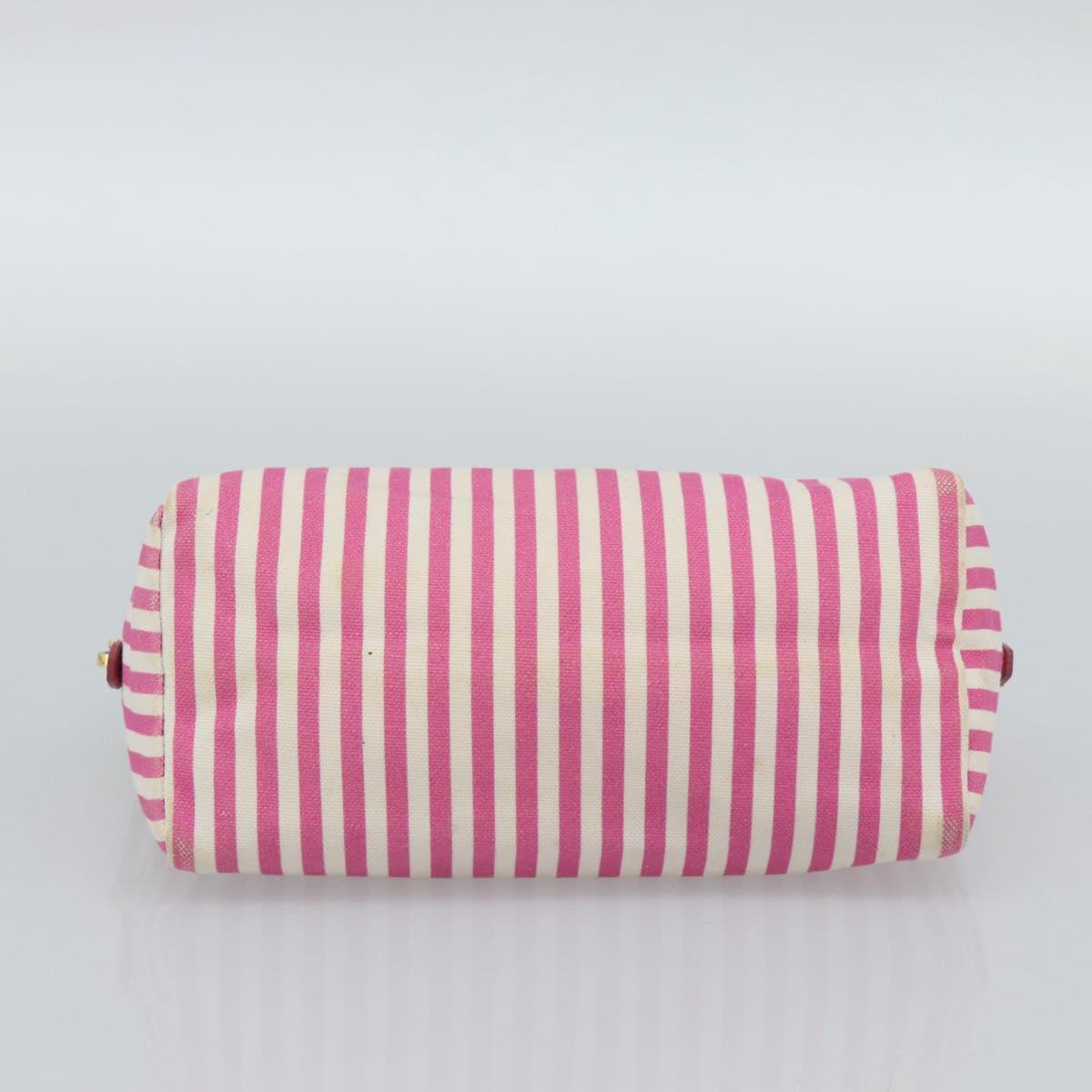 PRADA Pouch Canvas Pink Gold Auth 187465A