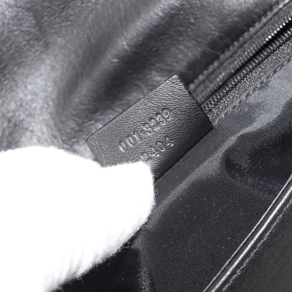GUCCI Bamboo Shoulder Bag Leather Black Silver Auth 187466V
