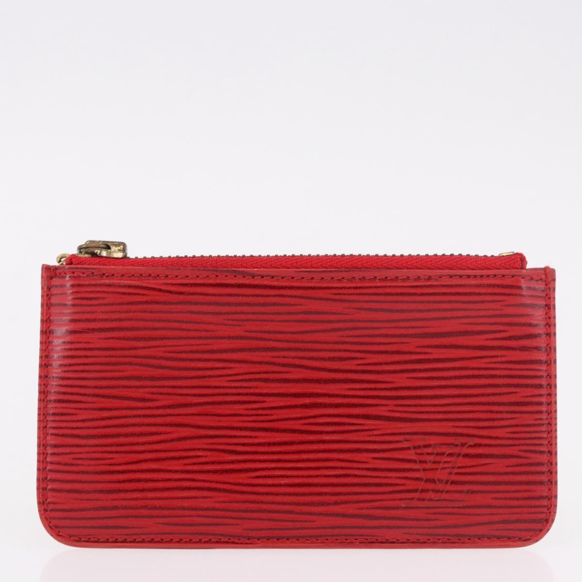 LOUIS VUITTON Epi Wallet 2 Set Red LV Auth 187468A