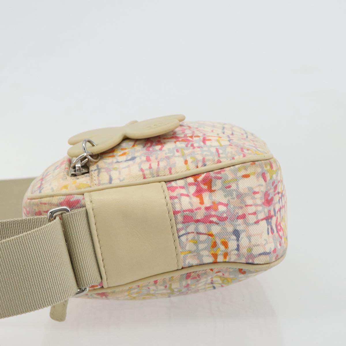 CHANEL Shoulder Bag Canvas Beige Silver CC Auth 187479