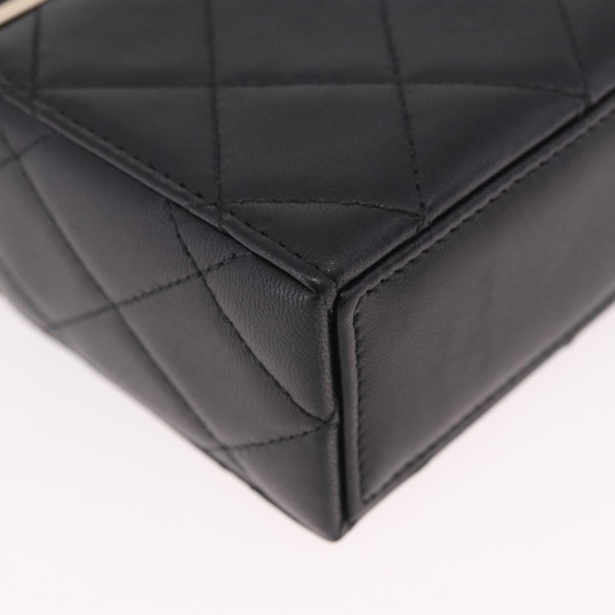 CHANEL Matelasse Chain Shoulder Bag Lamb Skin Black Gold CC Auth 187480SAM