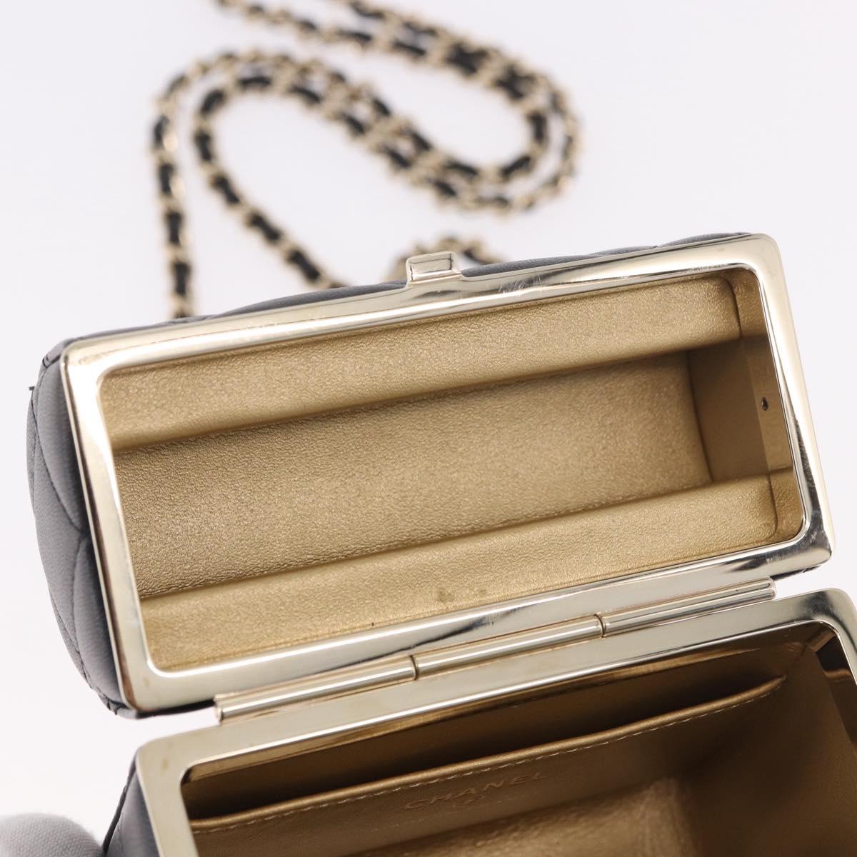 CHANEL Matelasse Chain Shoulder Bag Lamb Skin Black Gold CC Auth 187480SAM