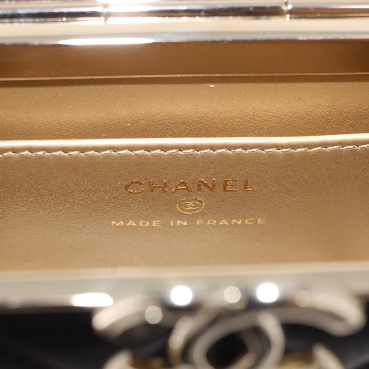 CHANEL Matelasse Chain Shoulder Bag Lamb Skin Black Gold CC Auth 187480SAM
